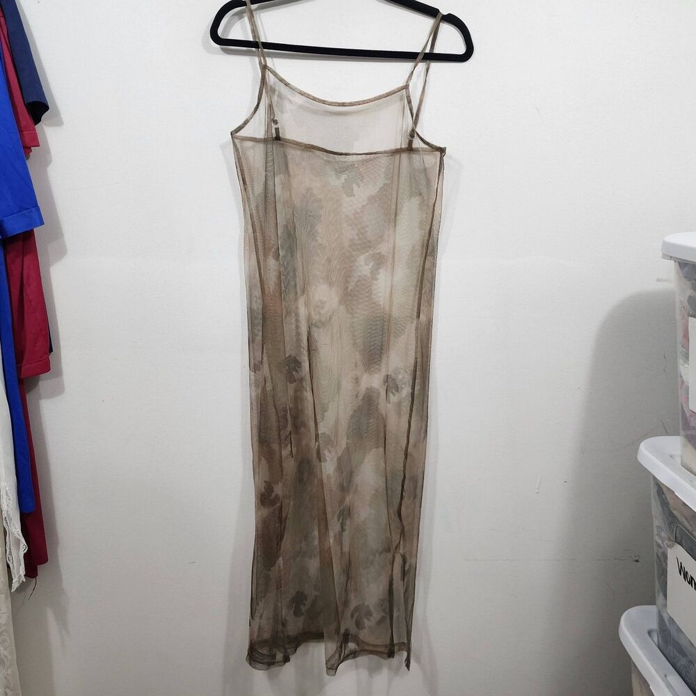 Sheer Mesh Camo-print Sleeveless midi dress Stretch Womens Size S/M - Picture 14 of 16